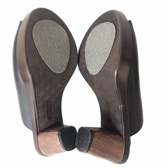 Sanita Women's Bliss Baja Slide Pump Black Leather Peep Toe Sandals US 6  EU 37 - Picture 5 of 7